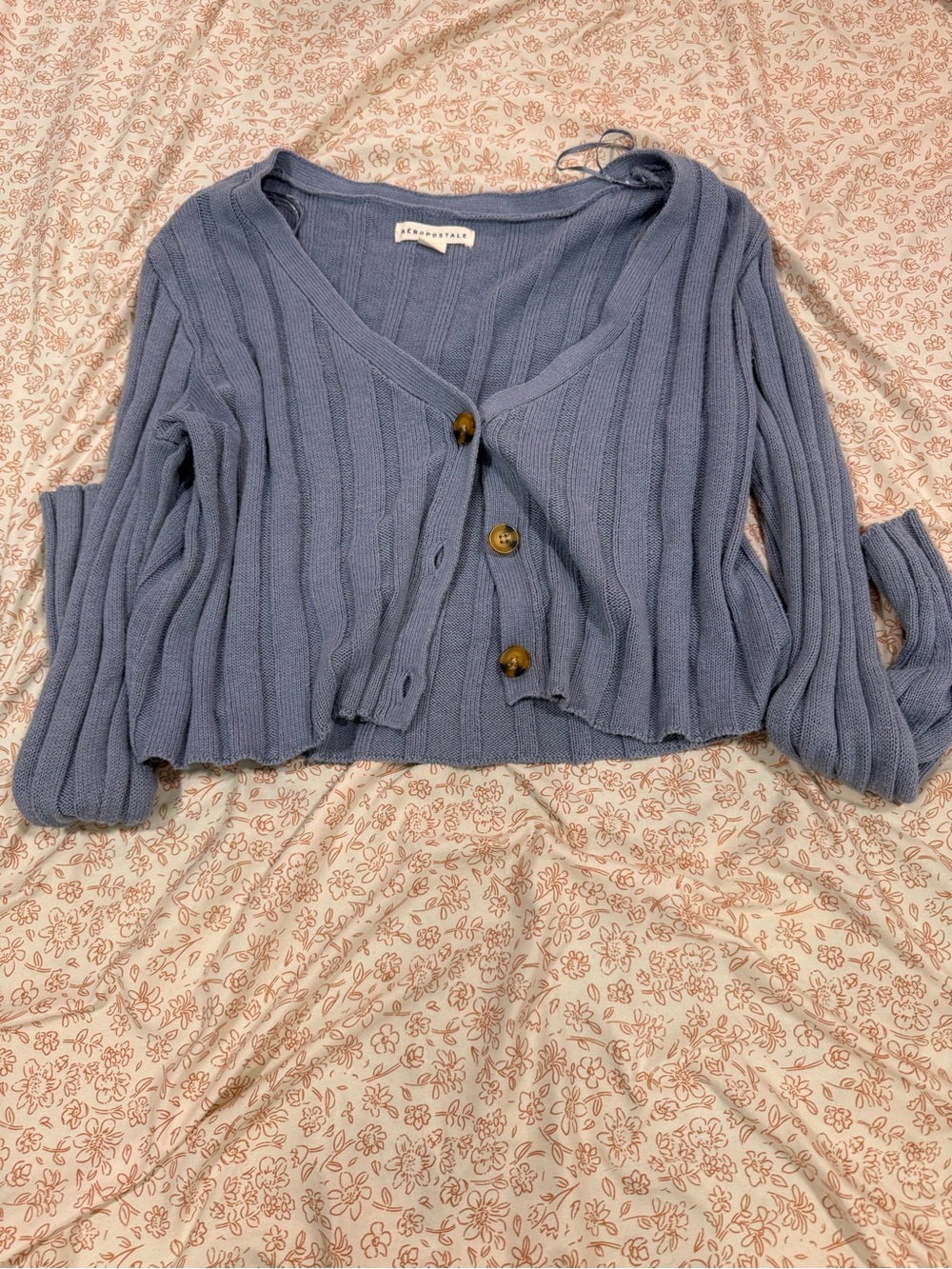 Aeropostale Light Blue Ribbed Knit Top